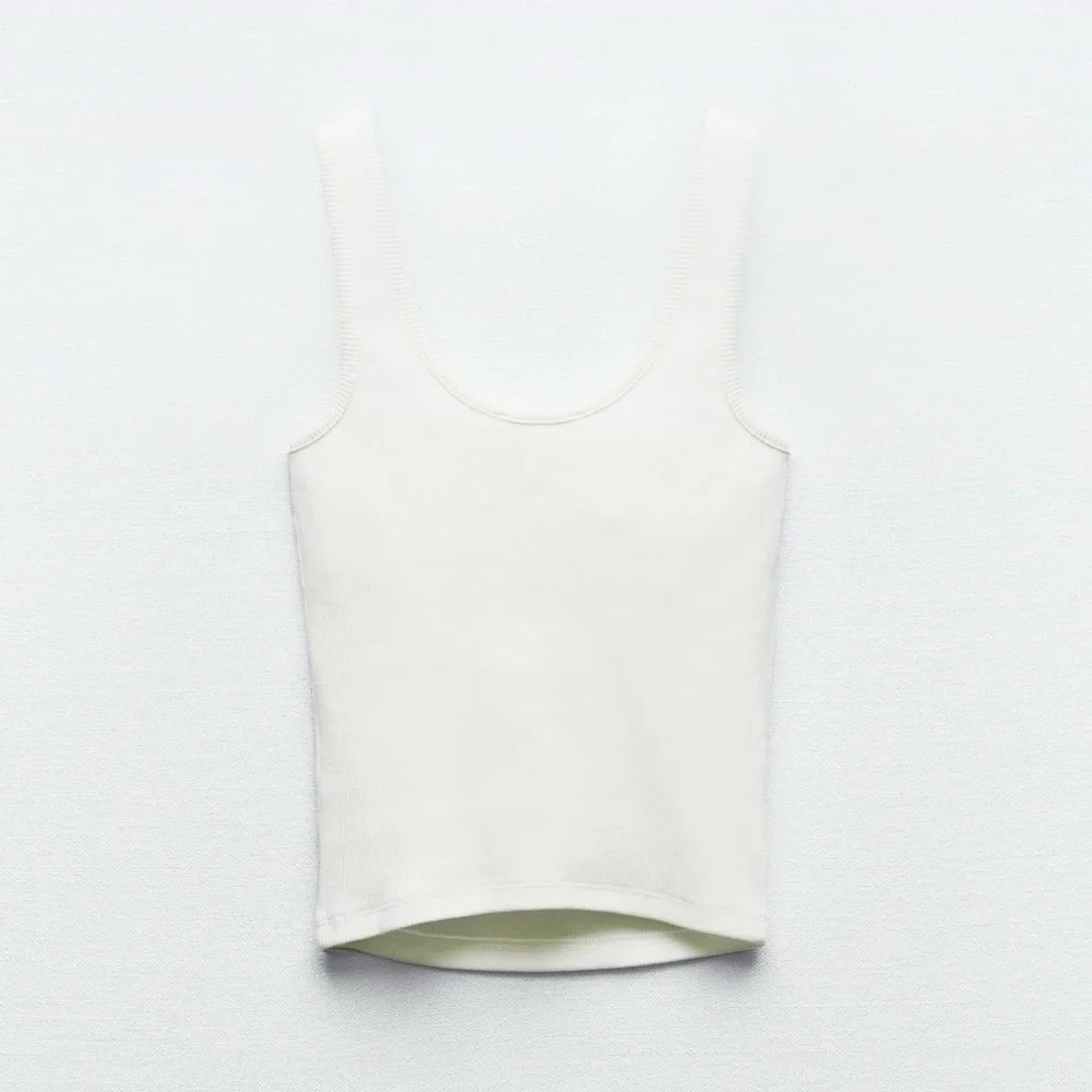 NWT ZARA Ribbed Tank With Rhinestone Bows - Picture 6 of 12